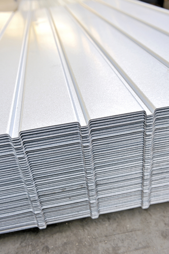 wave corrugated steel sheet - stock photo